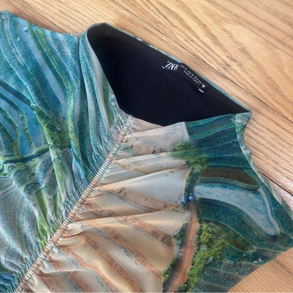 Zara Mesh Ruched Bodycon Mini Dress - Picture 3 of 4